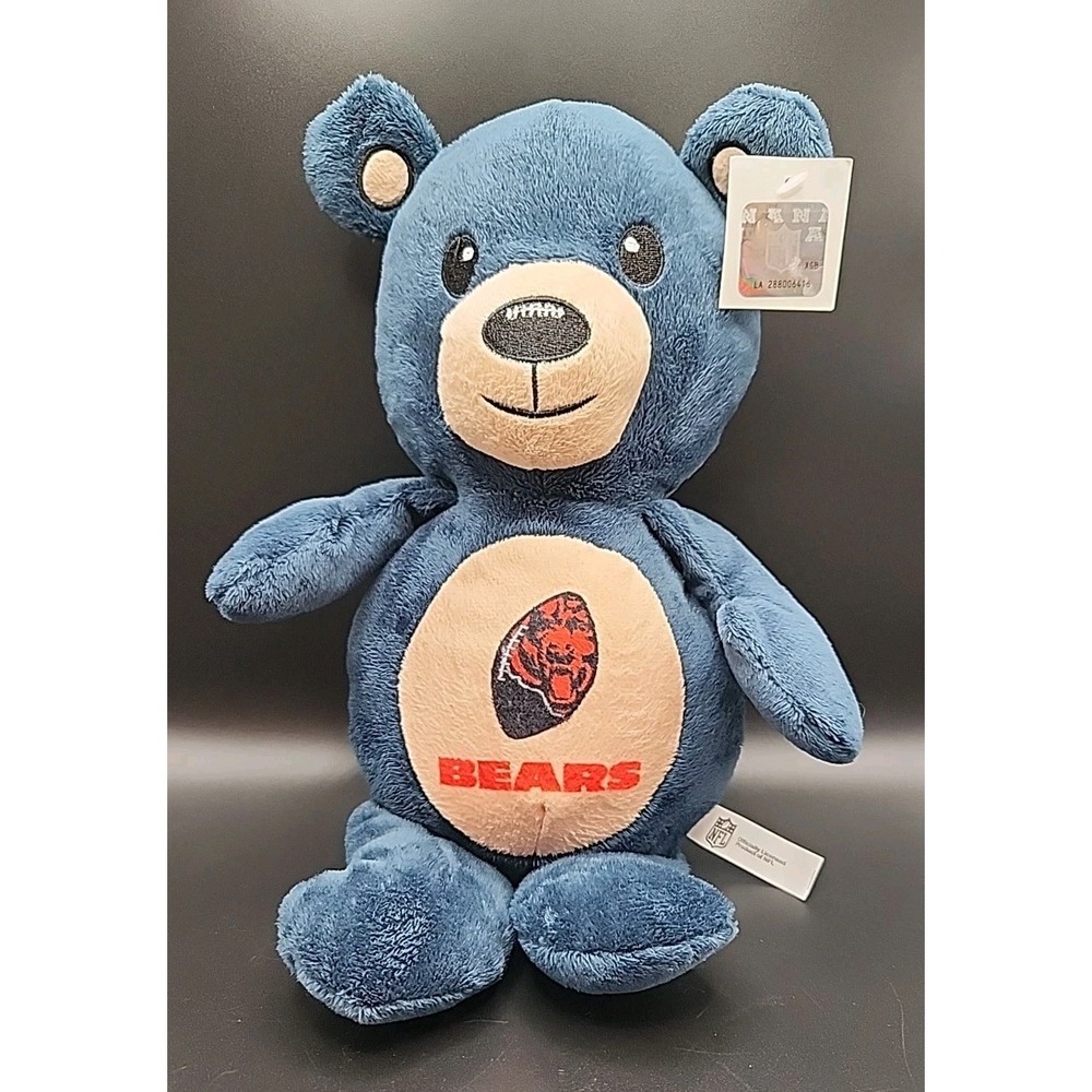NFL Chicago Bears Teddy Bear Rush Zone Blue & Tan W/Ear Tag Football Shaped Nose